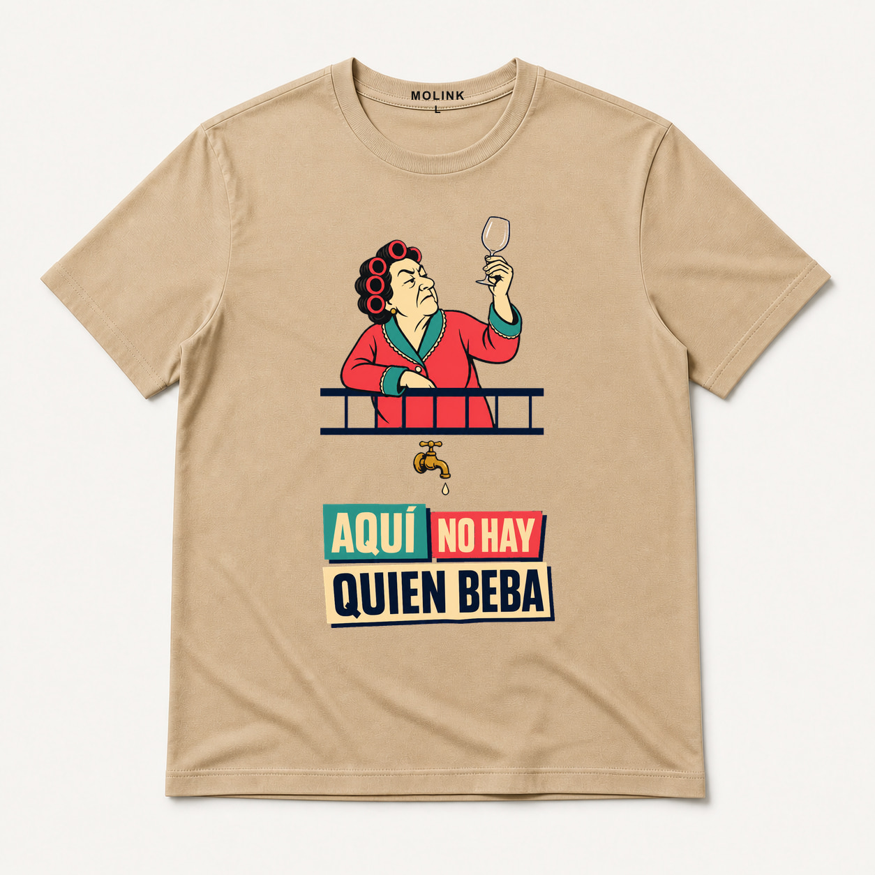 Camiseta Aquí No Hay Quien Beba en color beige