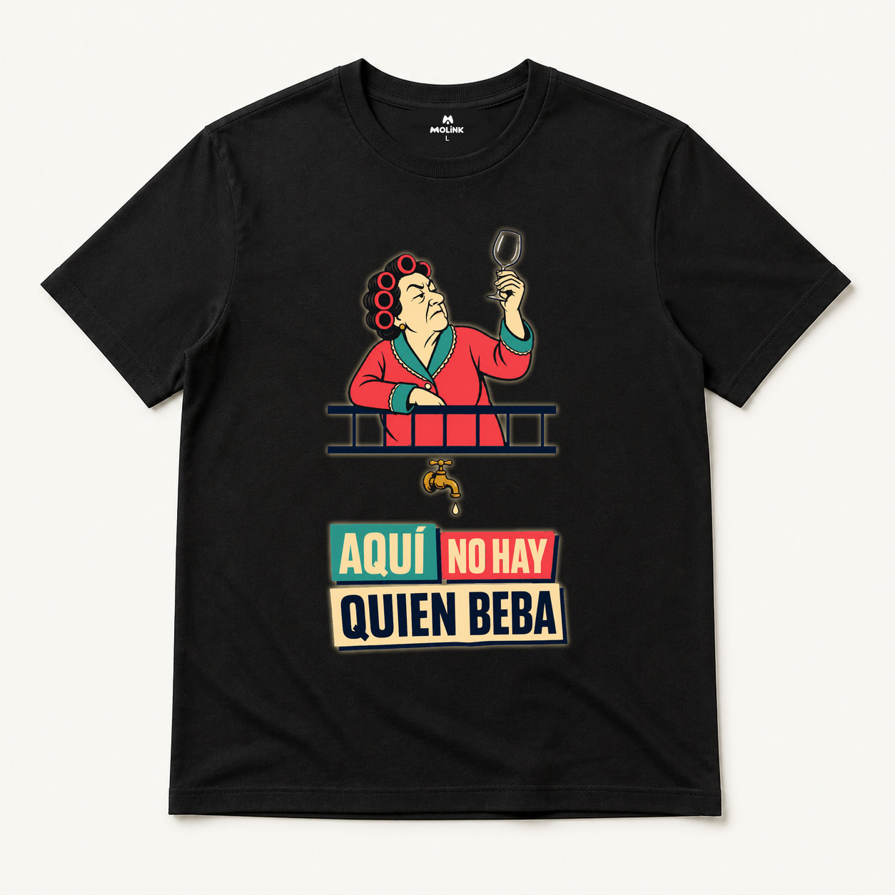 Camiseta Aquí No Hay Quien Beba en color negro