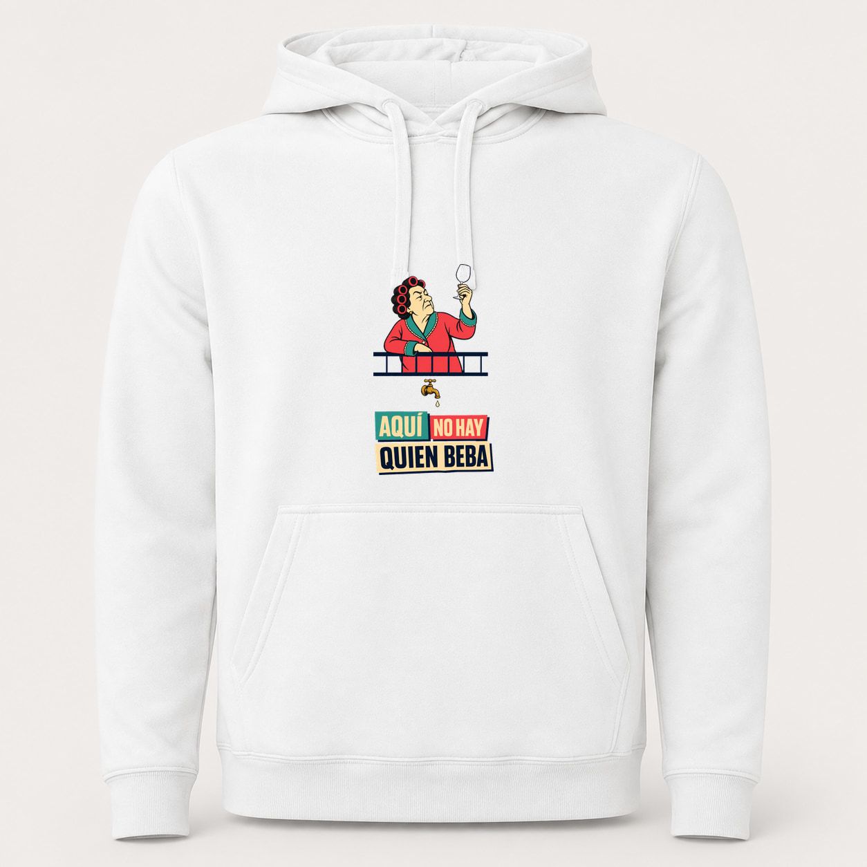 Sudadera Aquí No Hay Quien Beba, Urban · Con capucha, color blanco