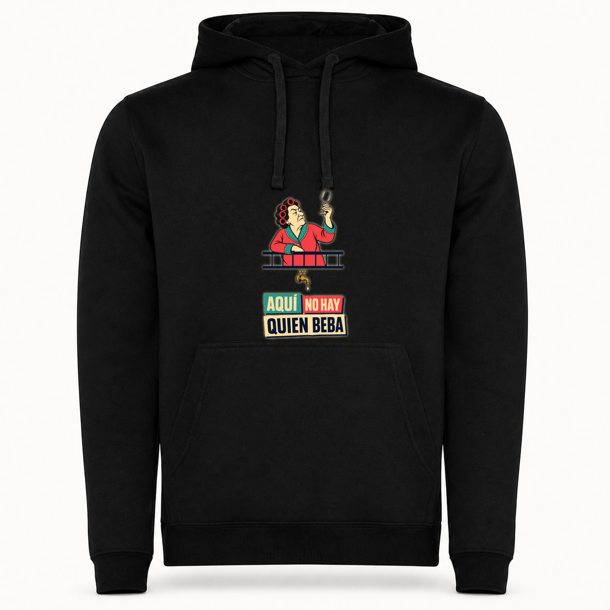 Sudadera Aquí No Hay Quien Beba, Urban · Con capucha, color negro