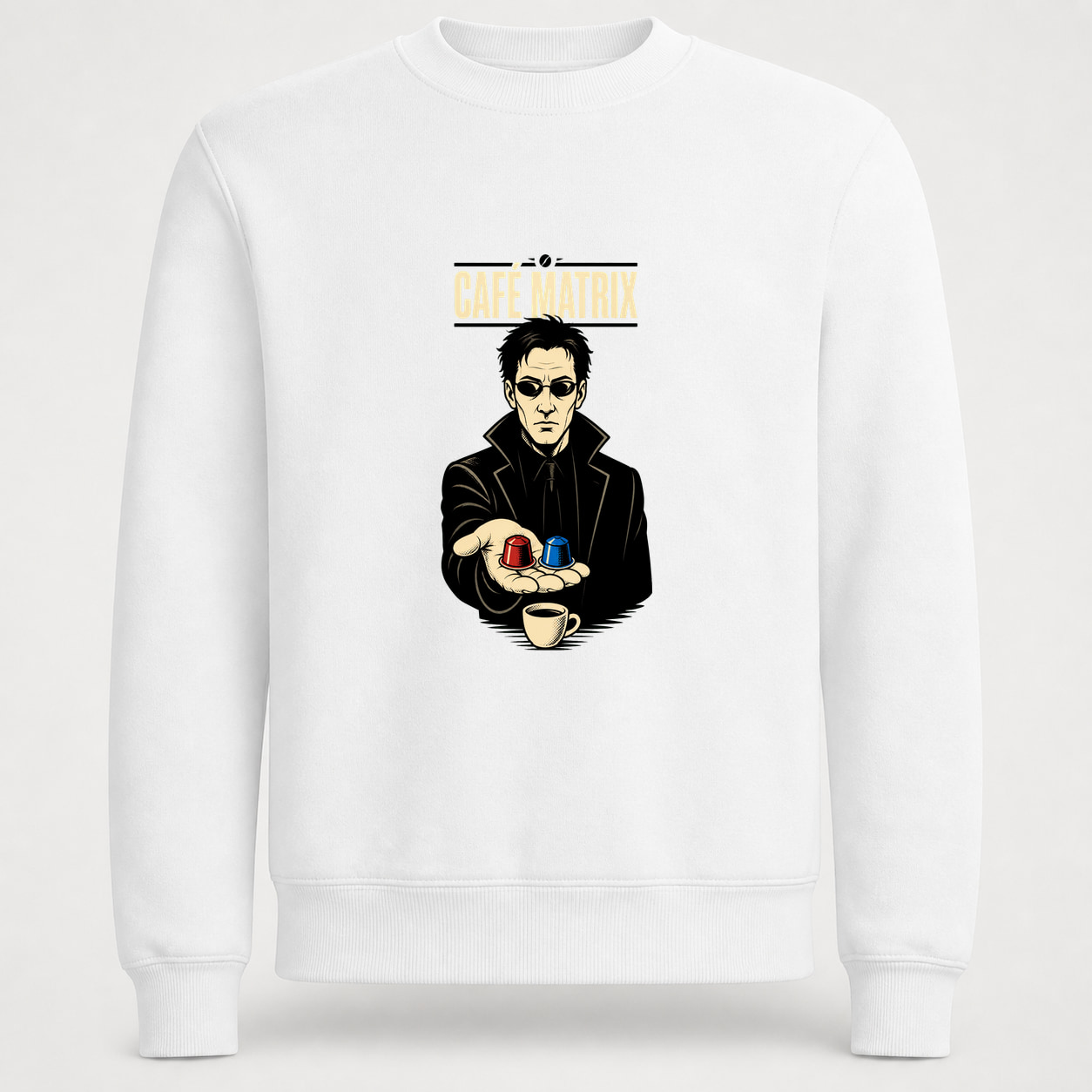 Sudadera Café Matrix, Classic · Sin capucha, color blanco