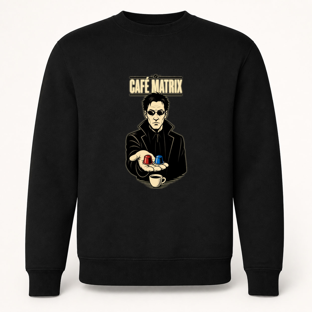 Sudadera Café Matrix, Classic · Sin capucha, color negro