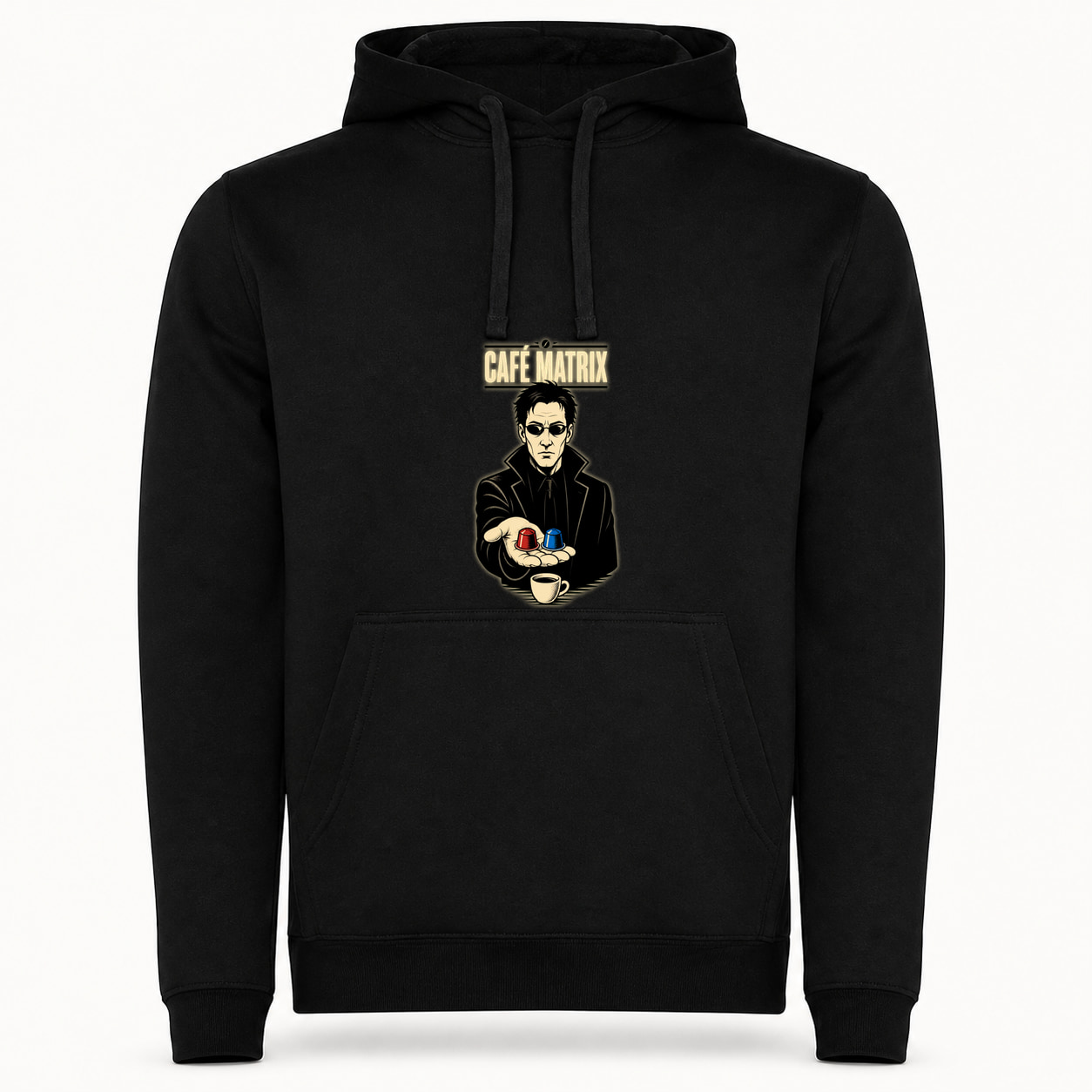 Sudadera Café Matrix, Urban · Con capucha, color negro
