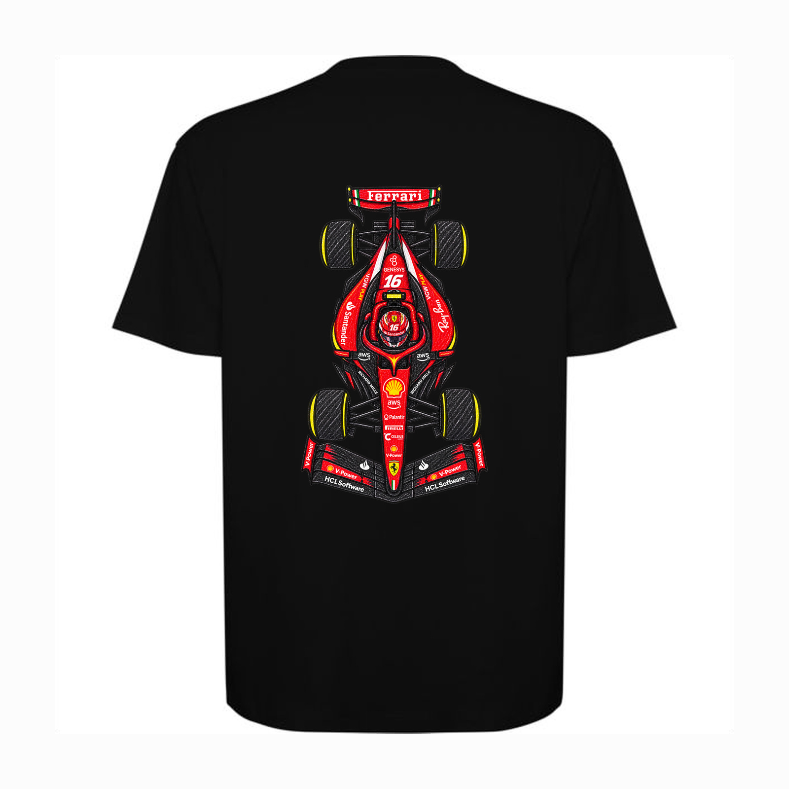 Camiseta oversized Charles Leclerc Carioca en color black, vista trasera