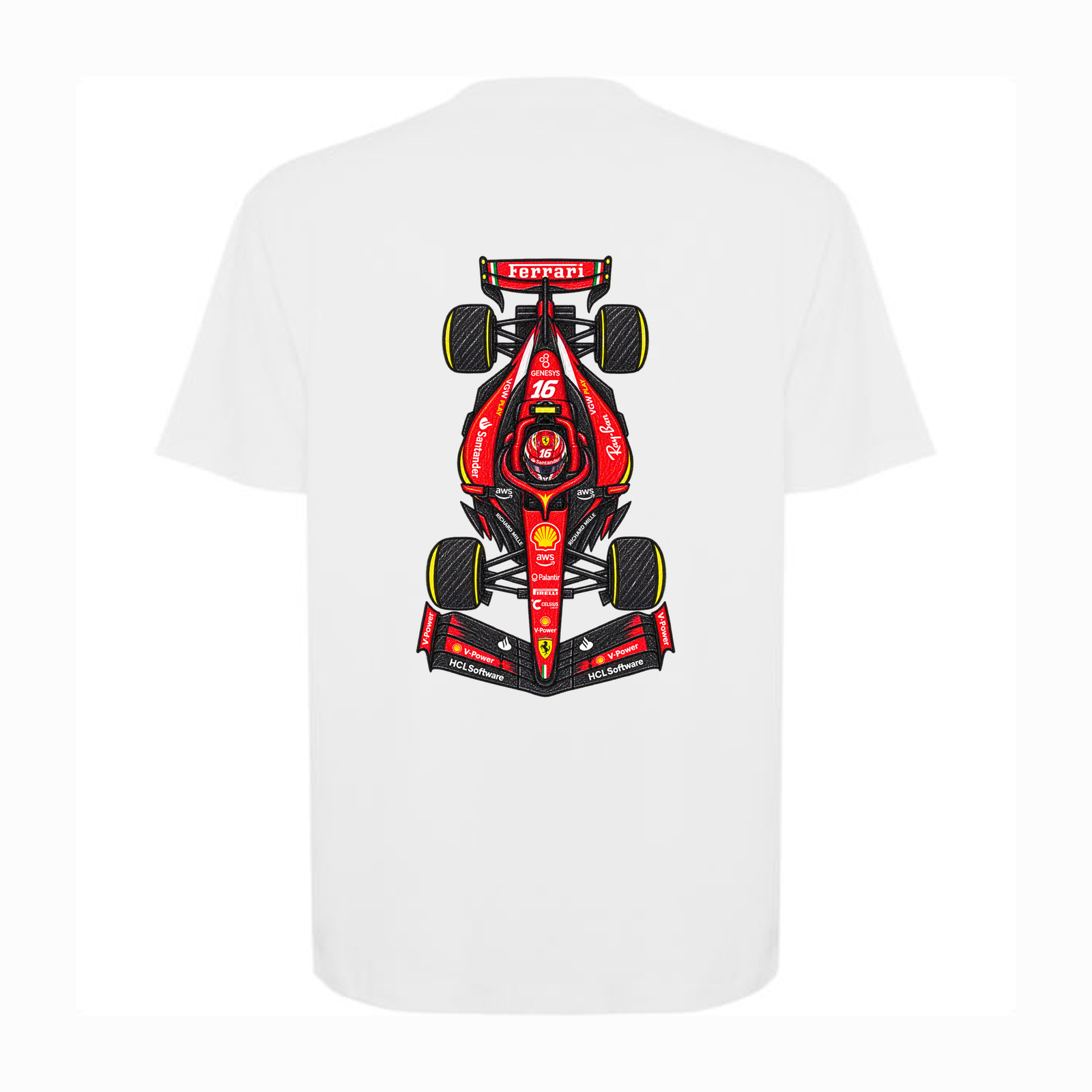 Camiseta oversized Charles Leclerc Carioca en color white, vista trasera