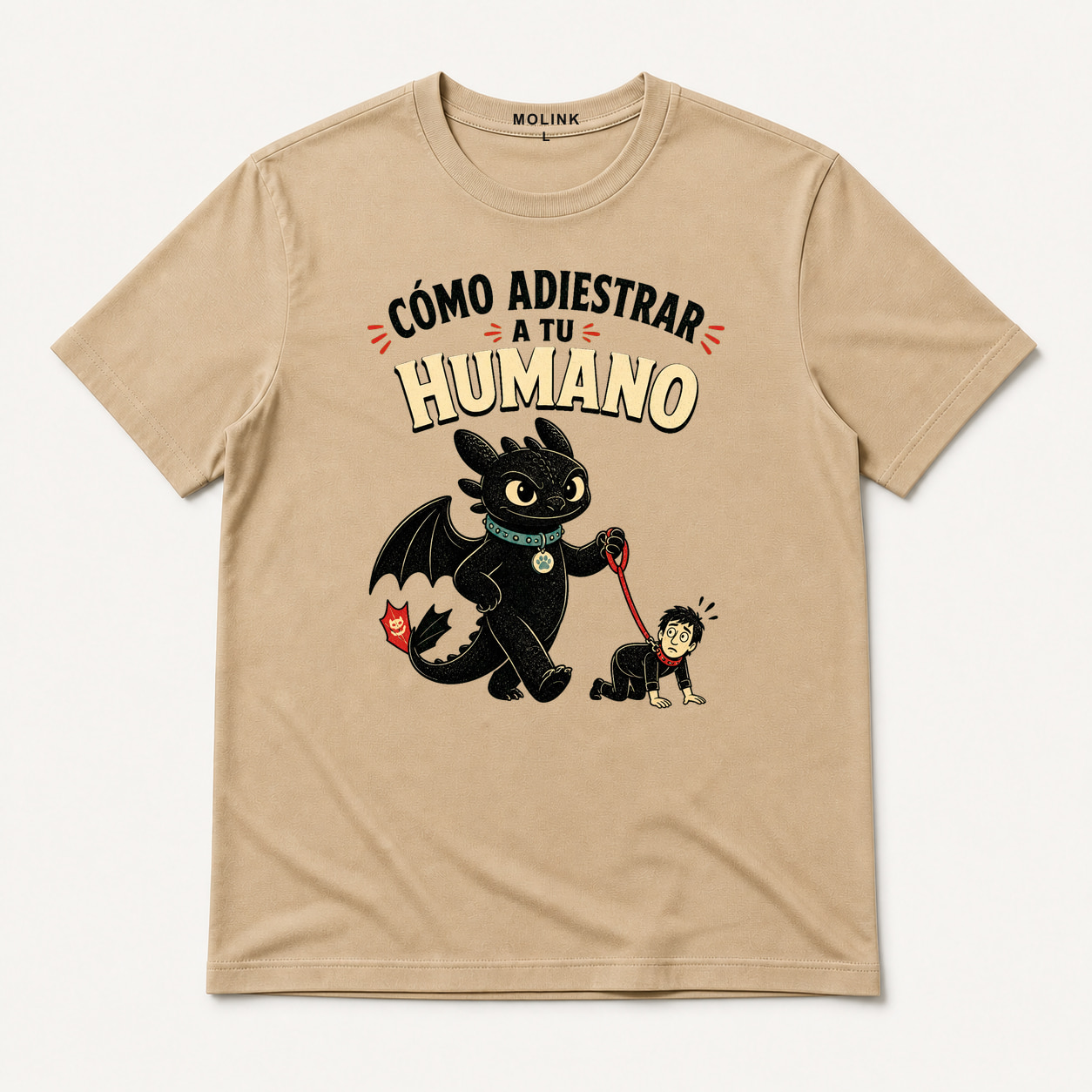 Camiseta Cómo Adiestrar a Tu Humano en color beige
