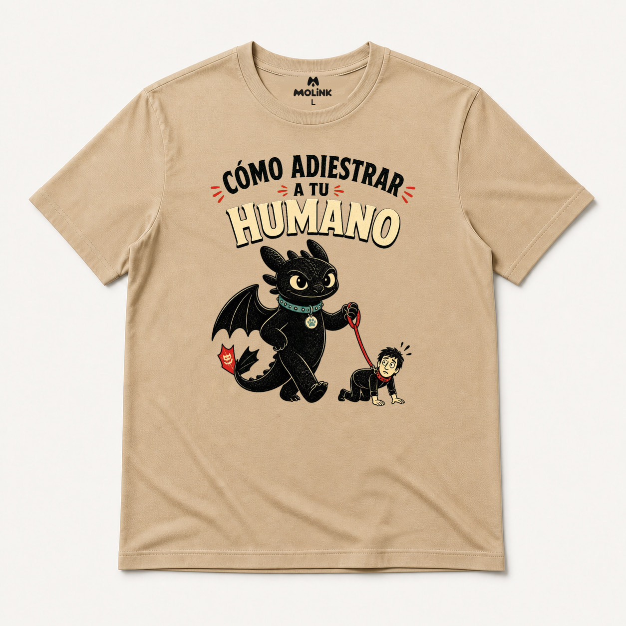 Camiseta Cómo Adiestrar a Tu Humano en color beige