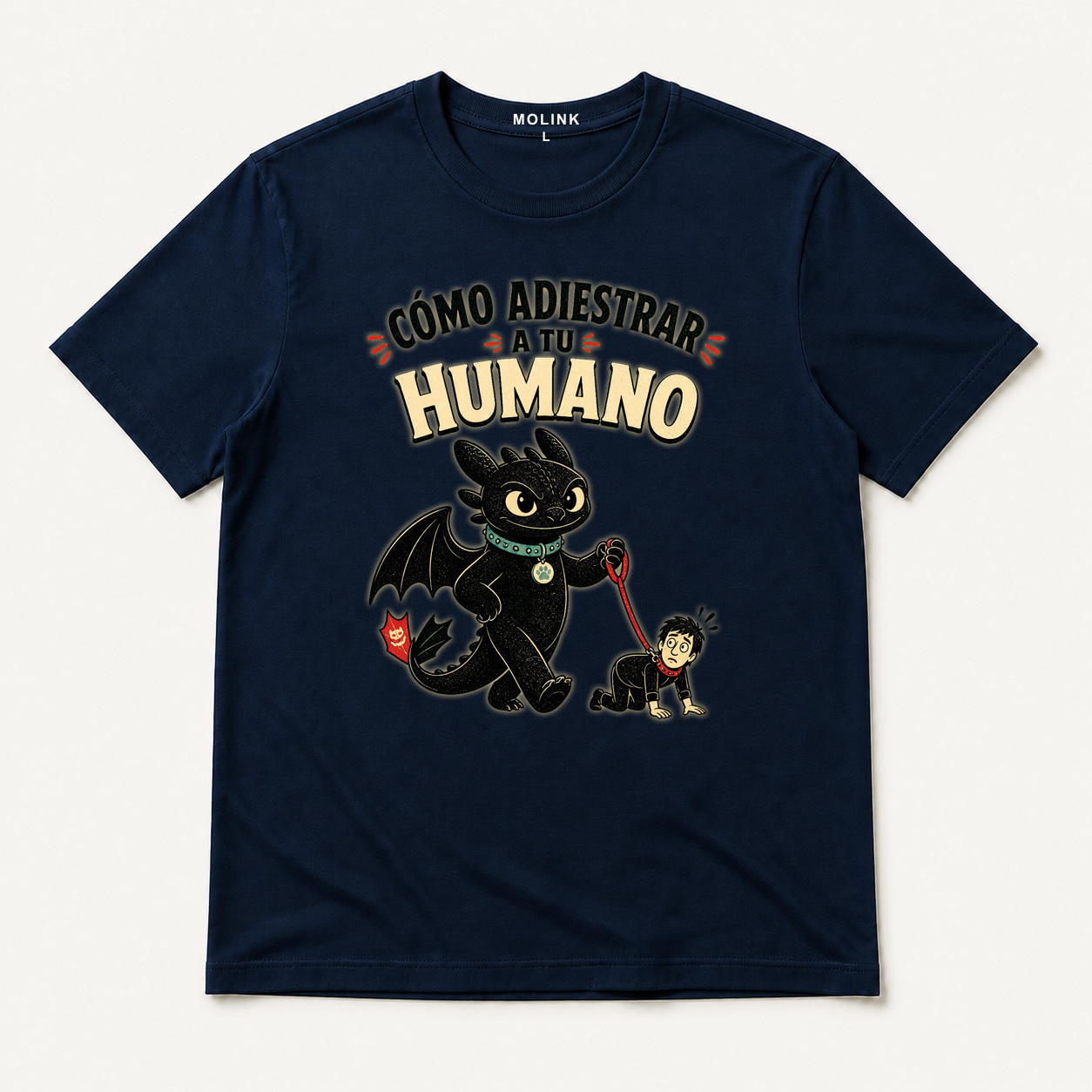 Camiseta Cómo Adiestrar a Tu Humano en color marino