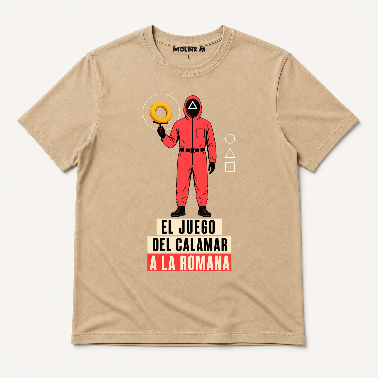 Camiseta El Juego del Calamar a la Romana en color beige