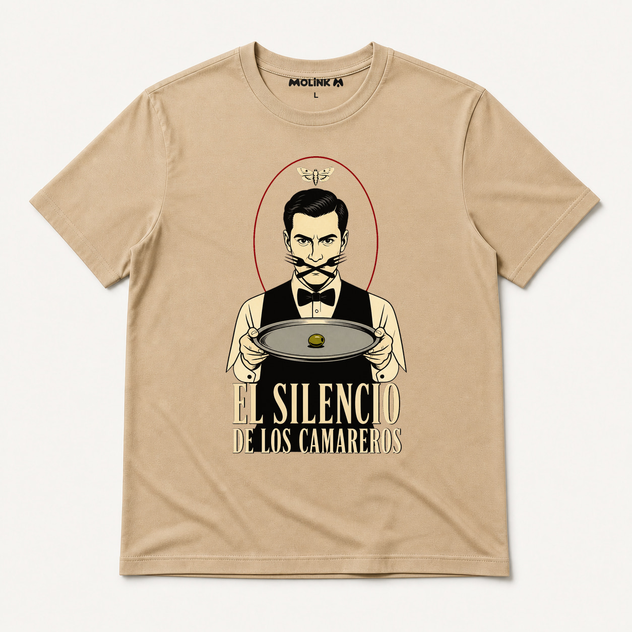 Camiseta El Silencio de los Camareros en color beige