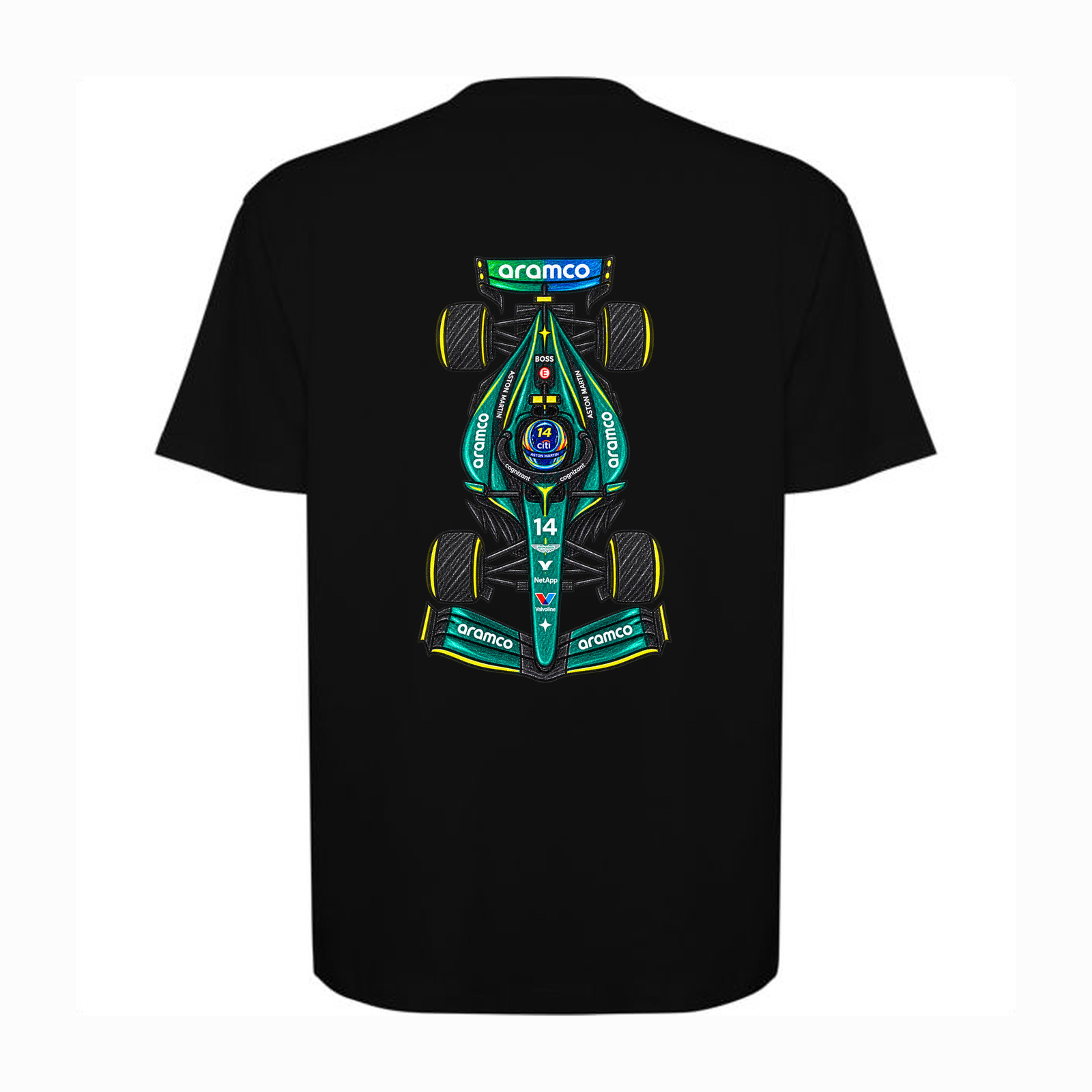 Camiseta oversized Fernando Alonso Carioca en color black, vista trasera