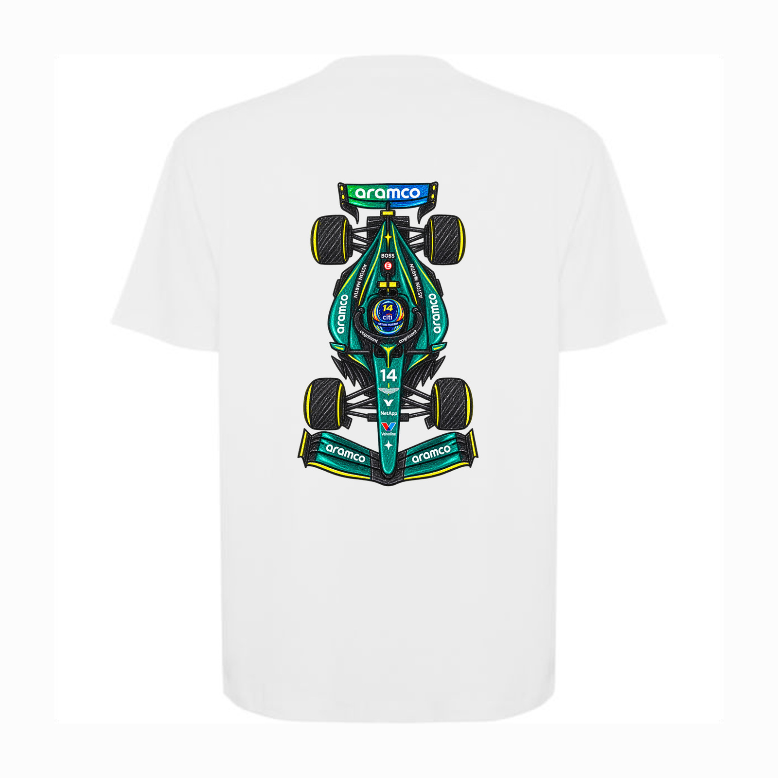 Camiseta oversized Fernando Alonso Carioca en color white, vista trasera