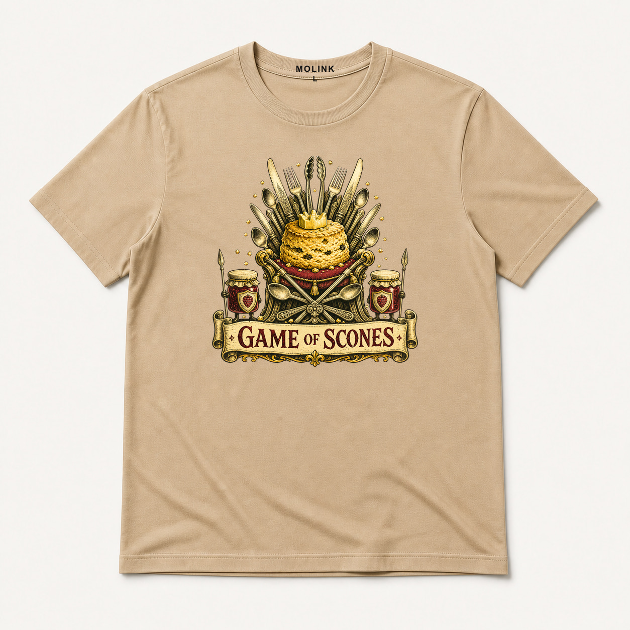 Camiseta Game of Scones en color beige