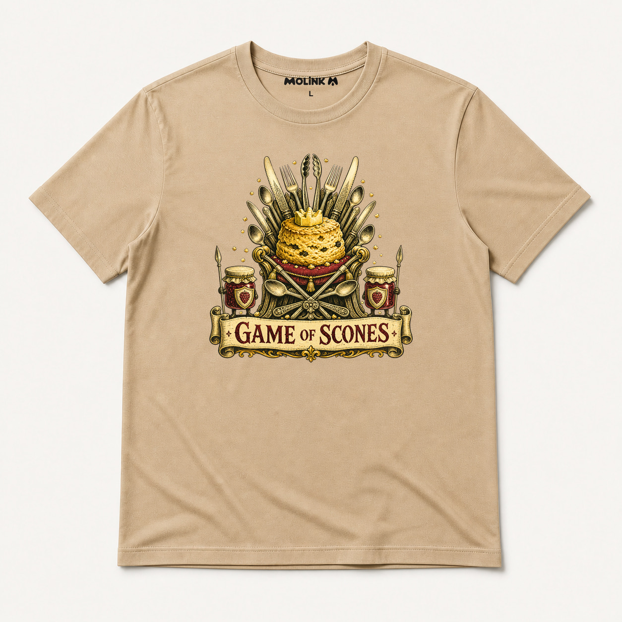 Camiseta Game of Scones en color beige