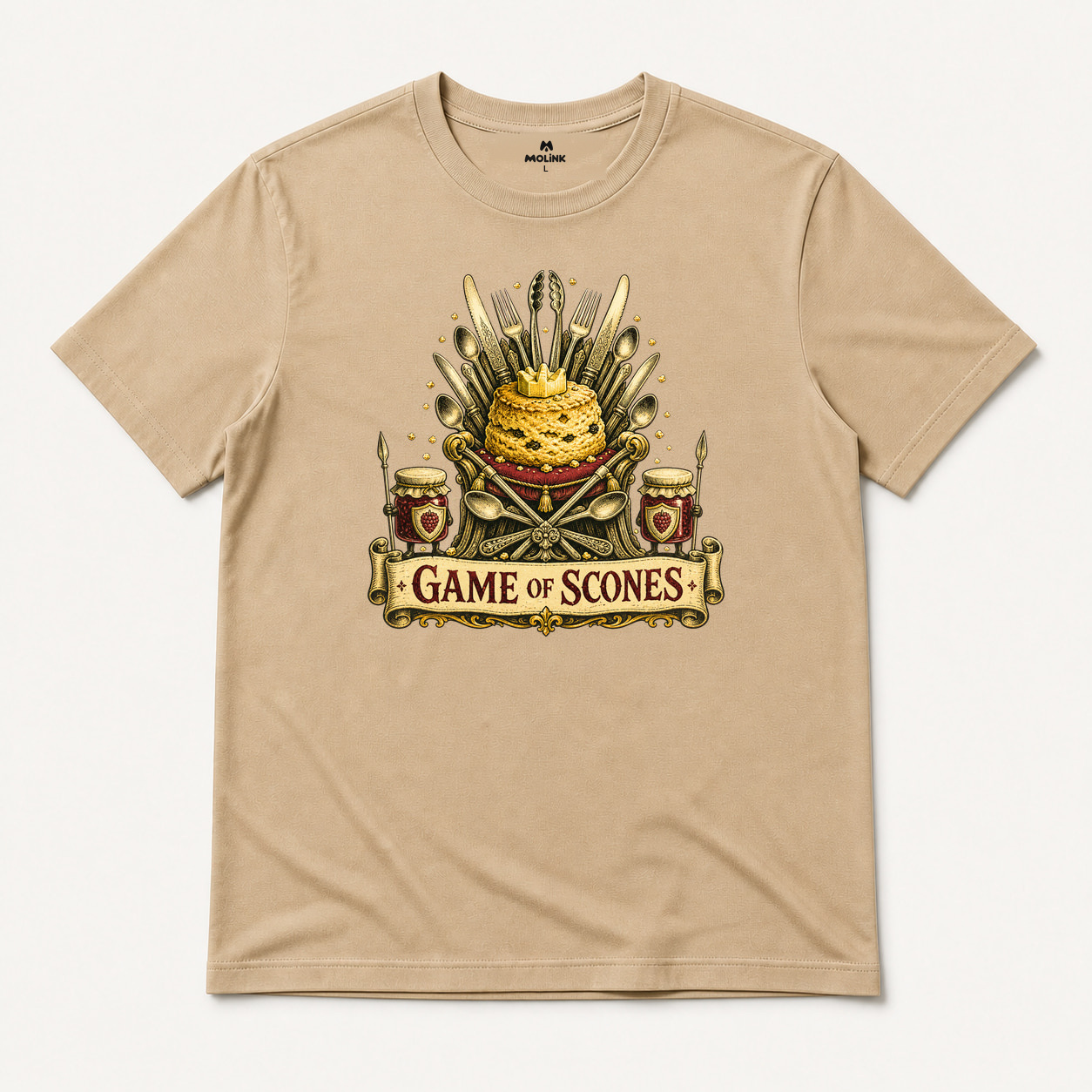 Camiseta Game of Scones en color beige