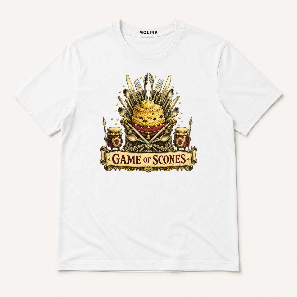 Camiseta Game of Scones en color blanco