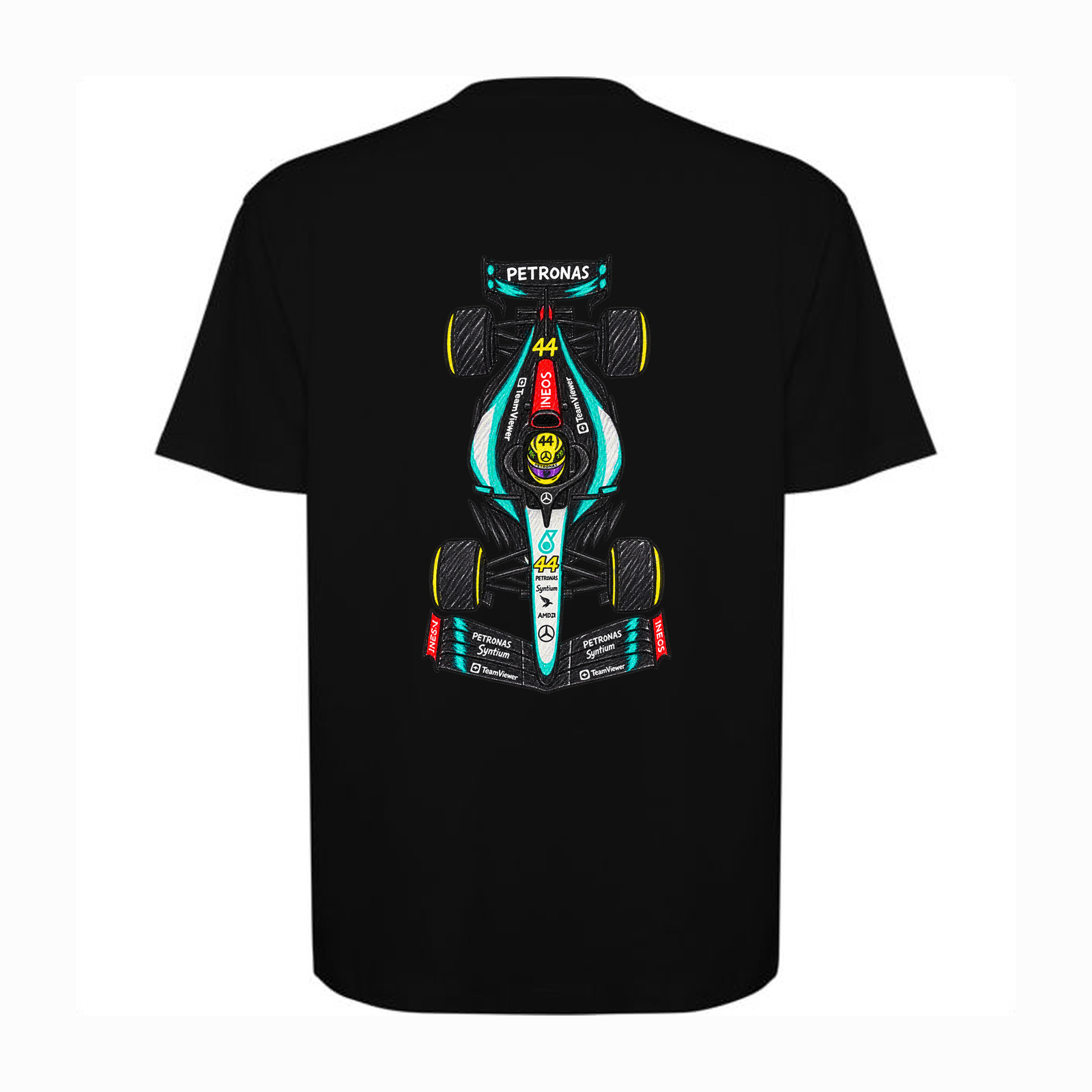 Camiseta oversized Hamilton Carioca en color black, vista trasera