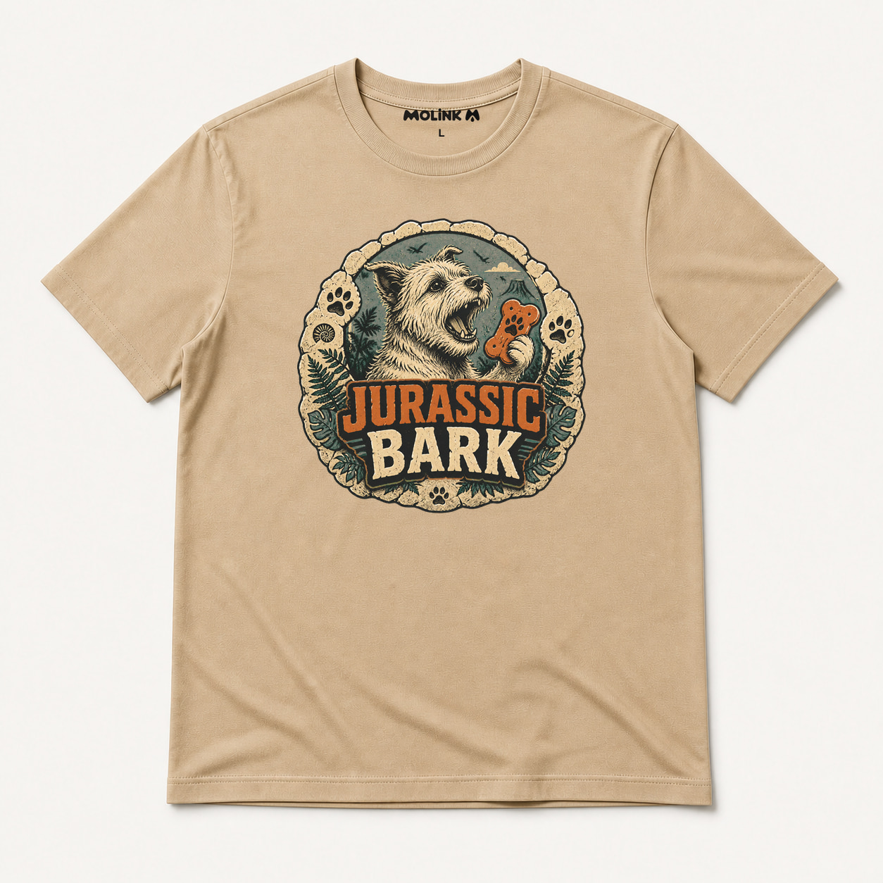 Camiseta Jurassic Bark en color beige