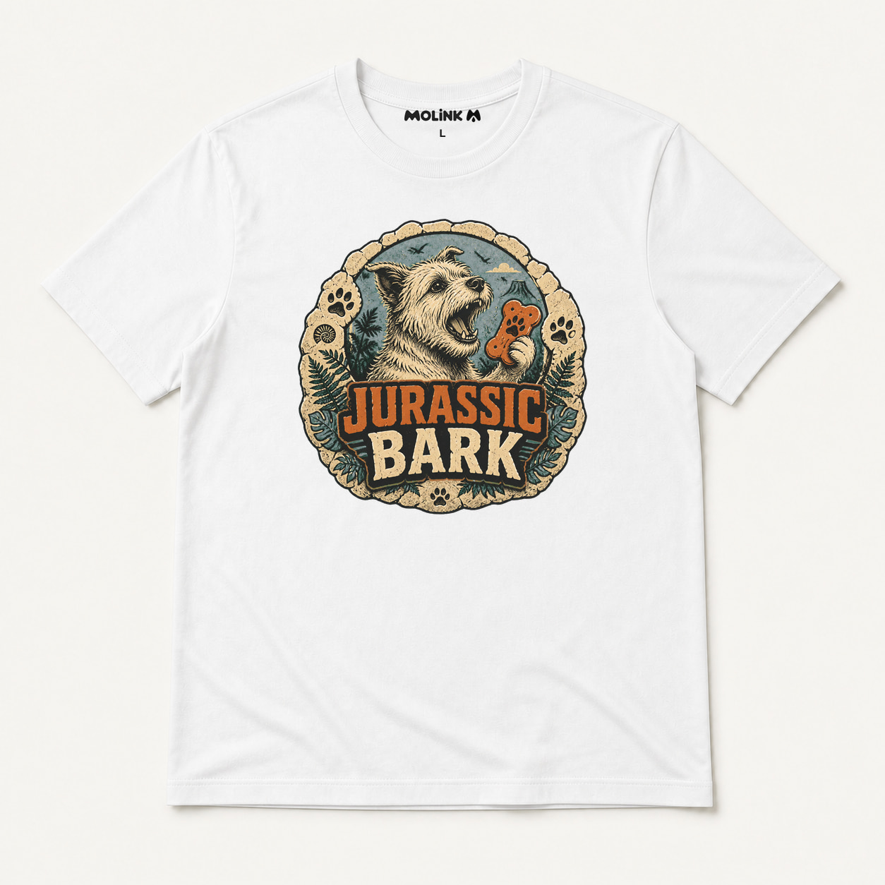 Camiseta Jurassic Bark en color blanco