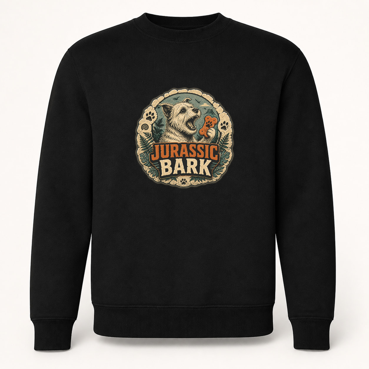 Sudadera Jurassic Bark, Classic · Sin capucha, color negro
