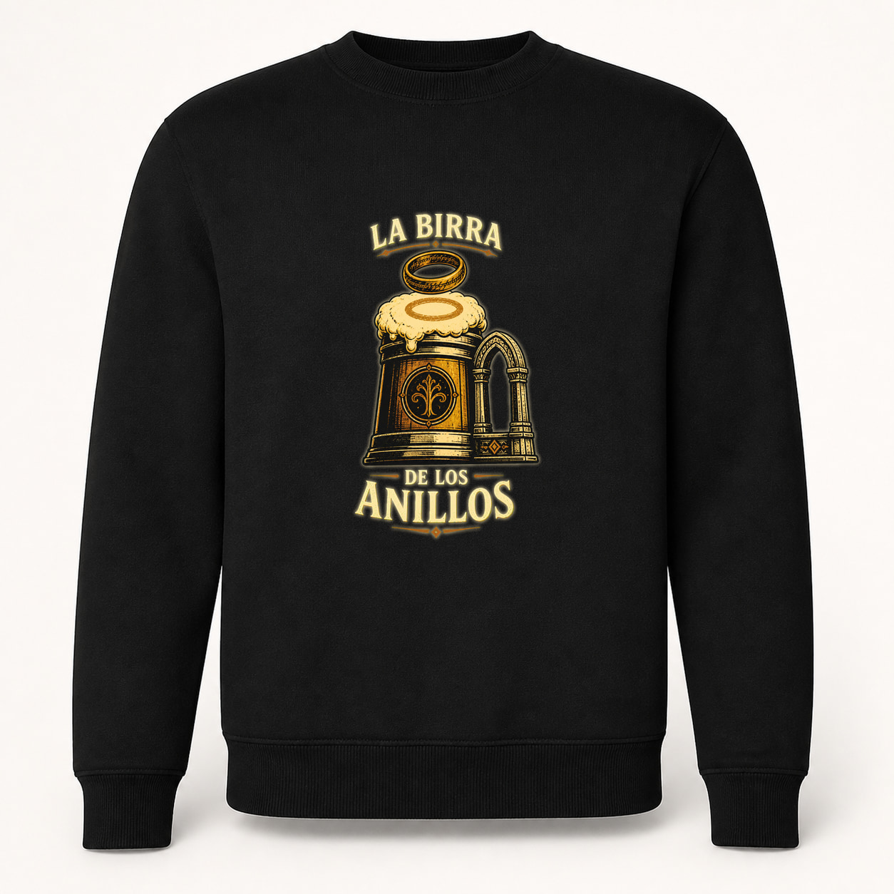 Sudadera La Birra de los Anillos, Classic · Sin capucha, color negro