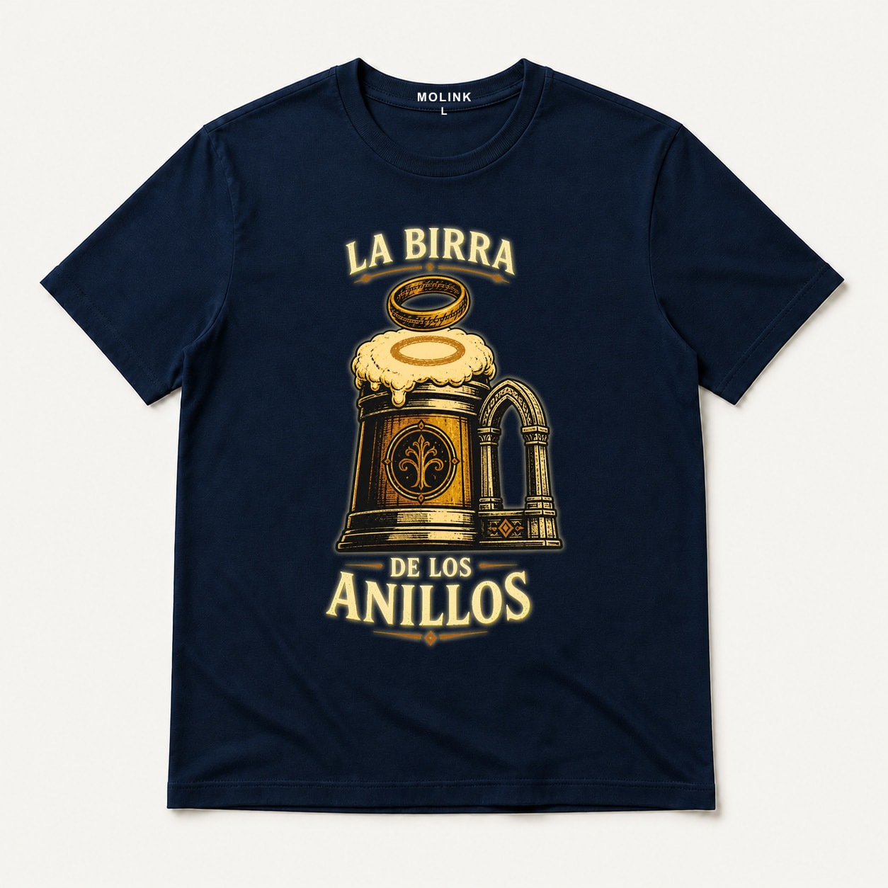 Camiseta La Birra de los Anillos en color marino