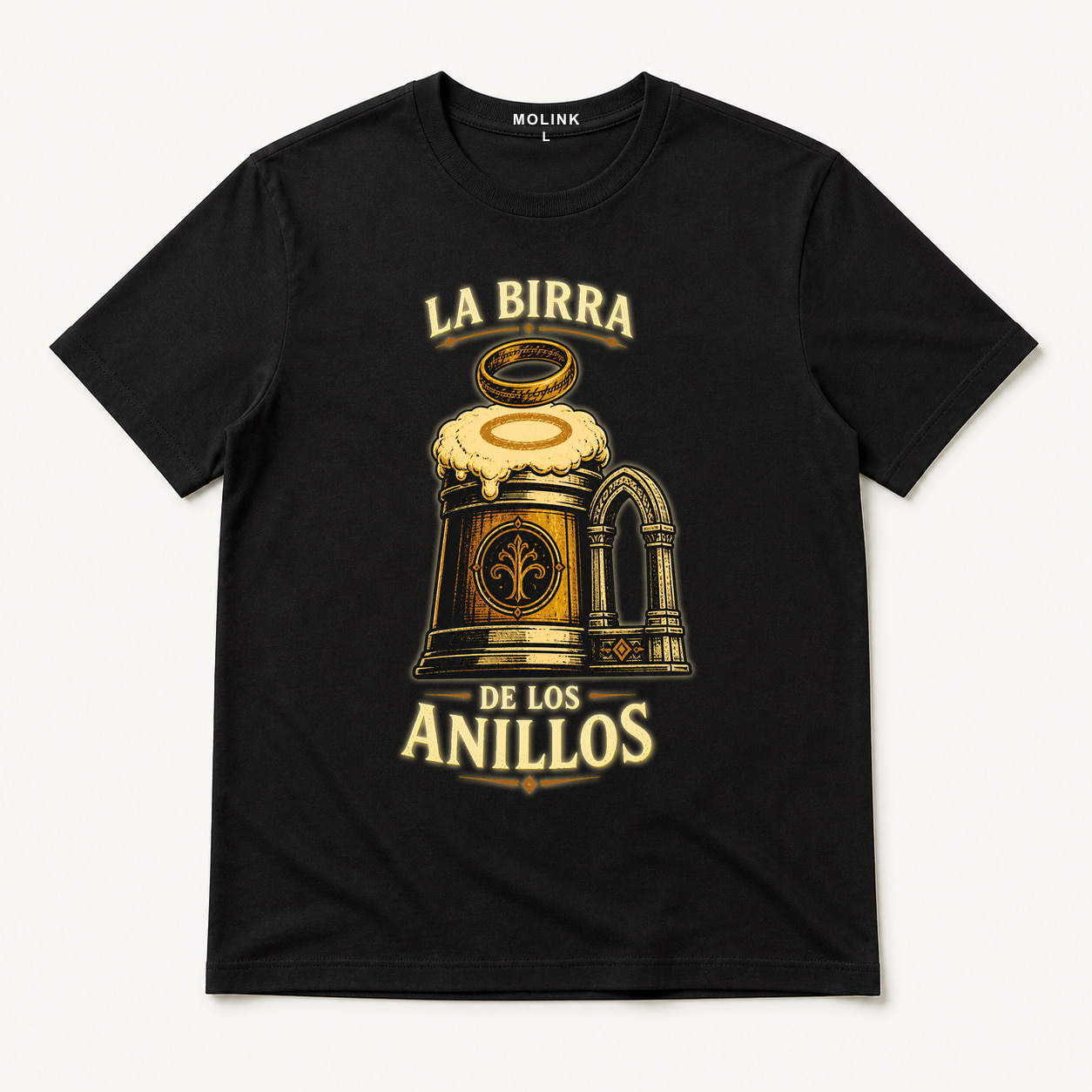 Camiseta La Birra de los Anillos en color negro
