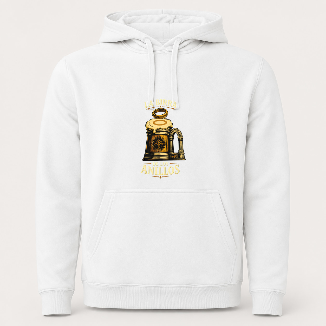 Sudadera La Birra de los Anillos, Urban · Con capucha, color blanco