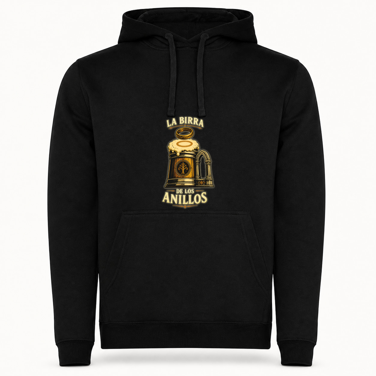 Sudadera La Birra de los Anillos, Urban · Con capucha, color negro