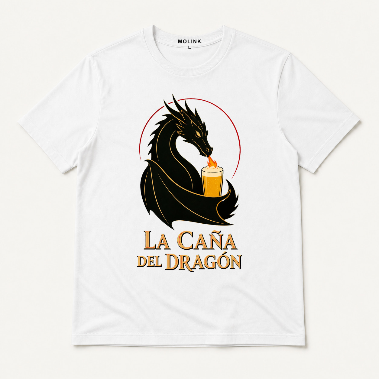 Camiseta La Caña del Dragón en color blanco