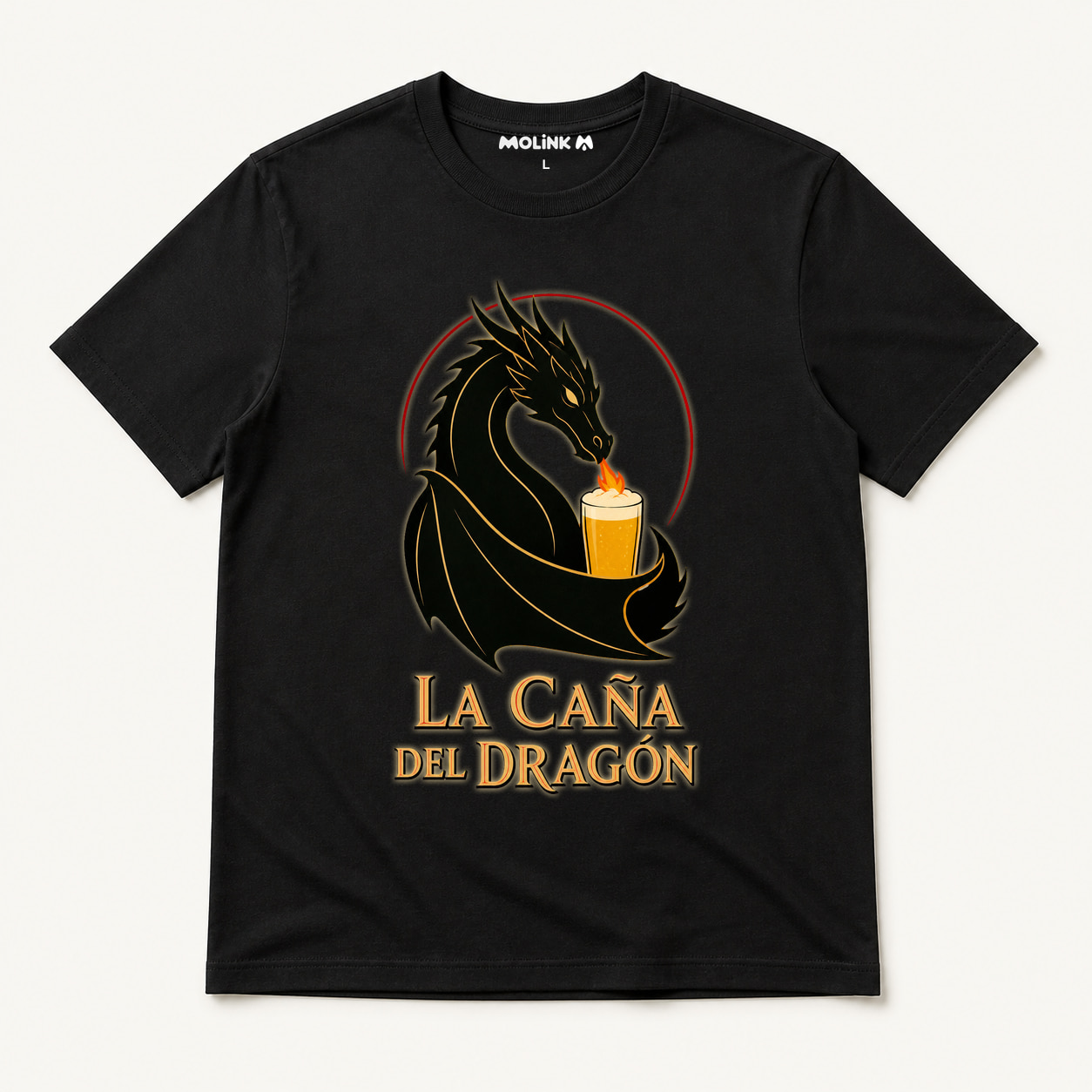 Camiseta La Caña del Dragón en color negro
