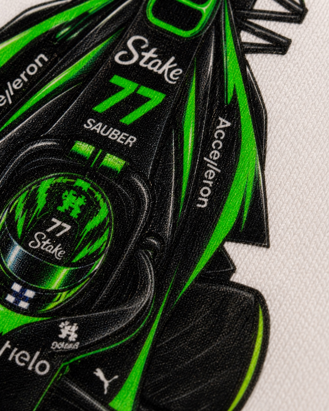 Detalle de la impresión DTF de la camiseta Bottas