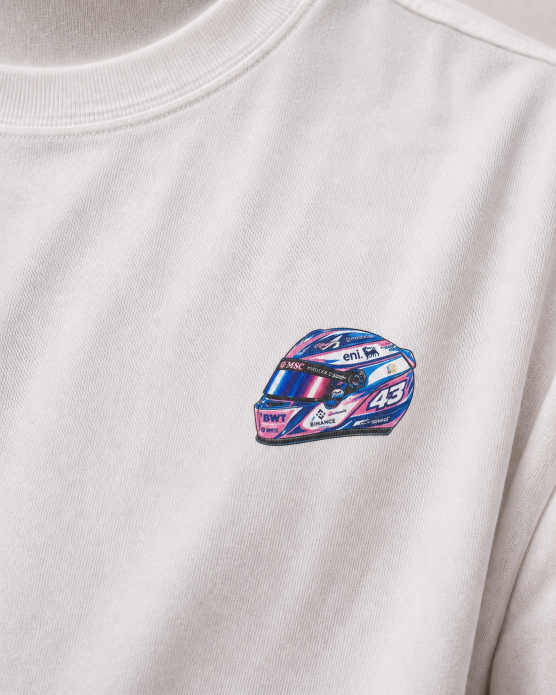 Detalle de la impresión DTF del pecho de la camiseta Colapinto