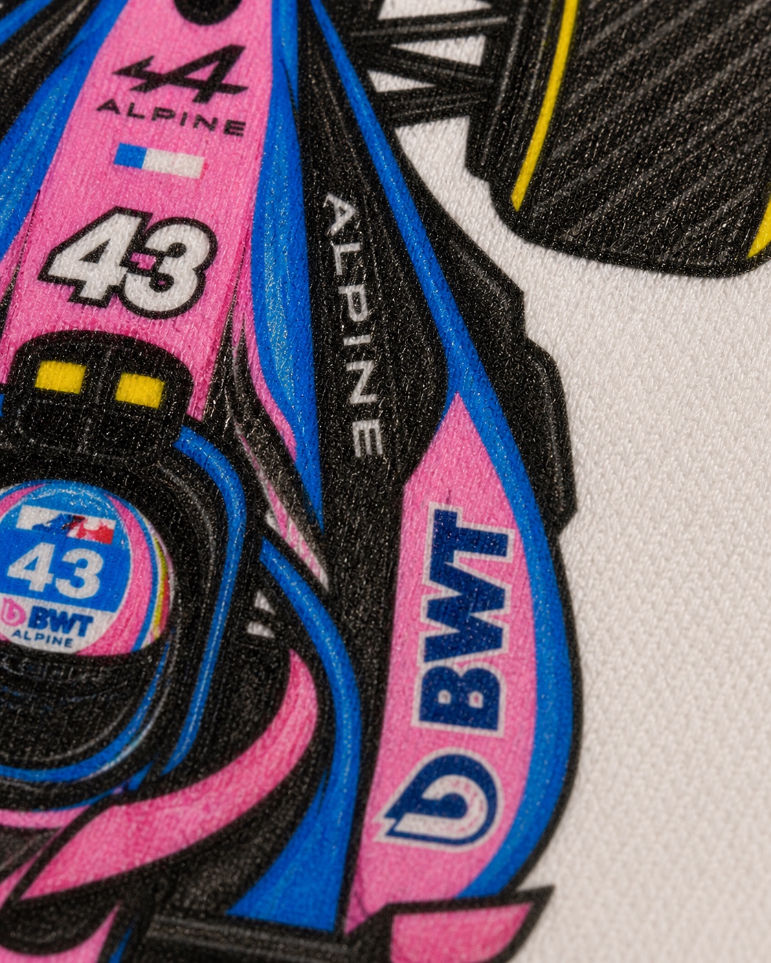 Detalle de la impresión DTF de la camiseta Colapinto