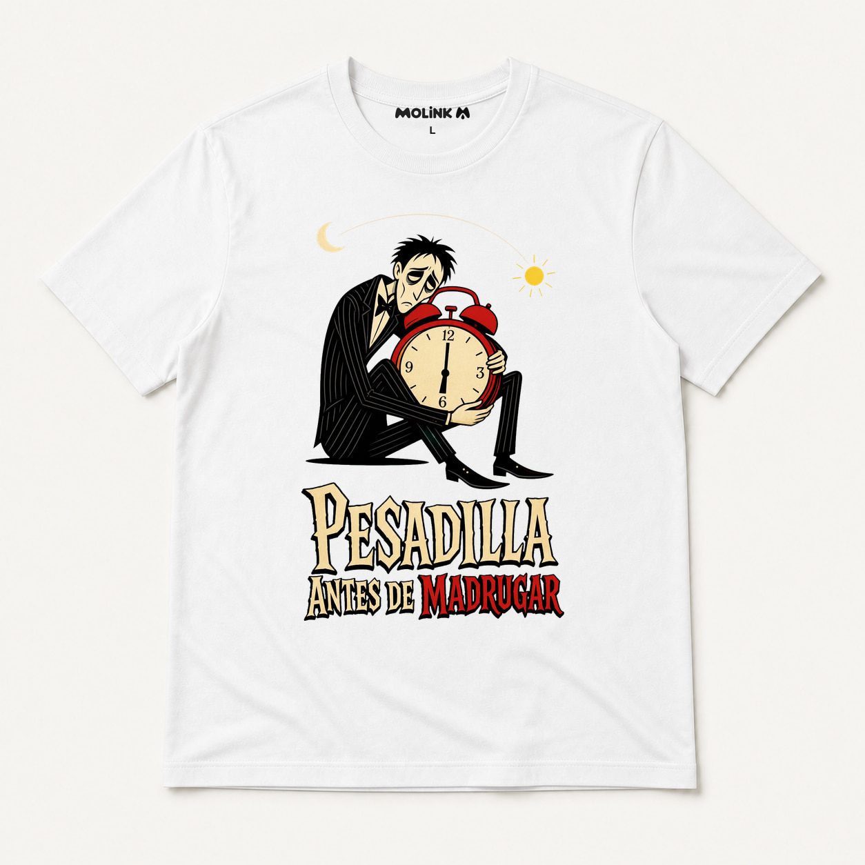 Camiseta Pesadilla Antes de Madrugar en color blanco