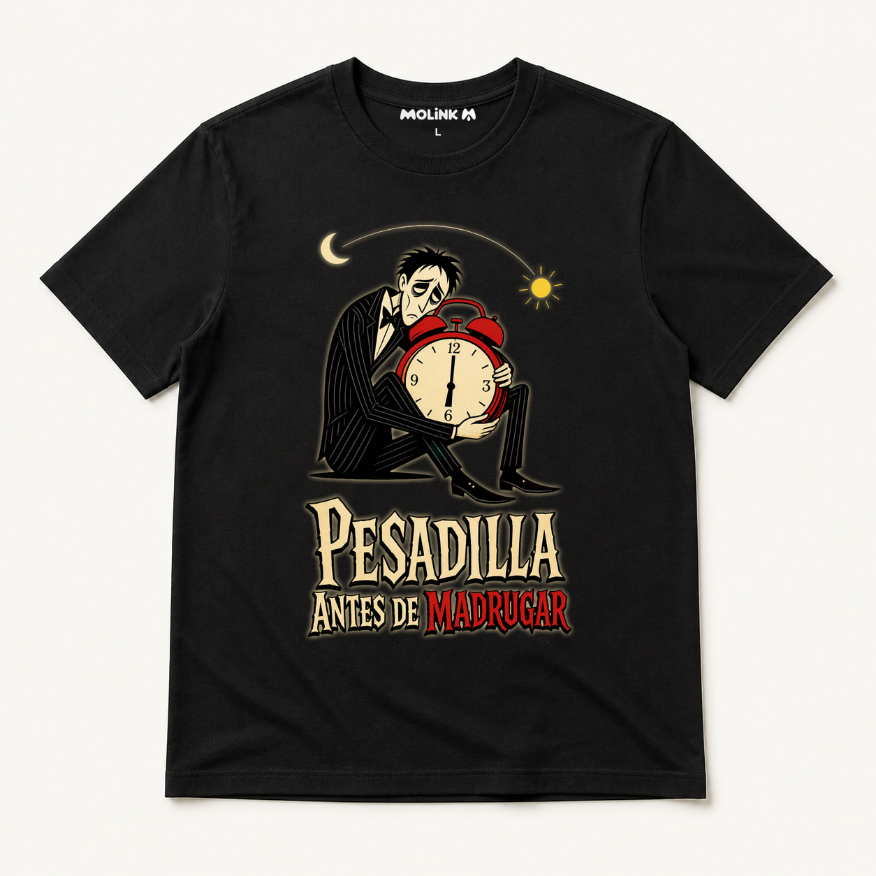 Camiseta Pesadilla Antes de Madrugar en color negro