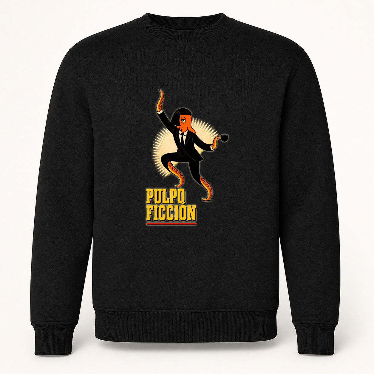 Sudadera Pulpo Ficción, Classic · Sin capucha, color negro