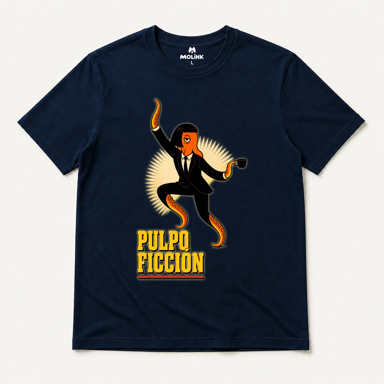 Camiseta Pulpo Ficción en color marino