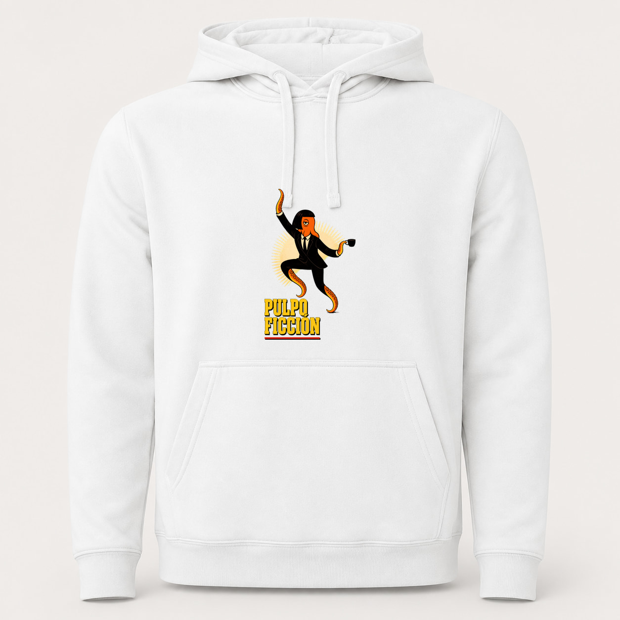 Sudadera Pulpo Ficción, Urban · Con capucha, color blanco