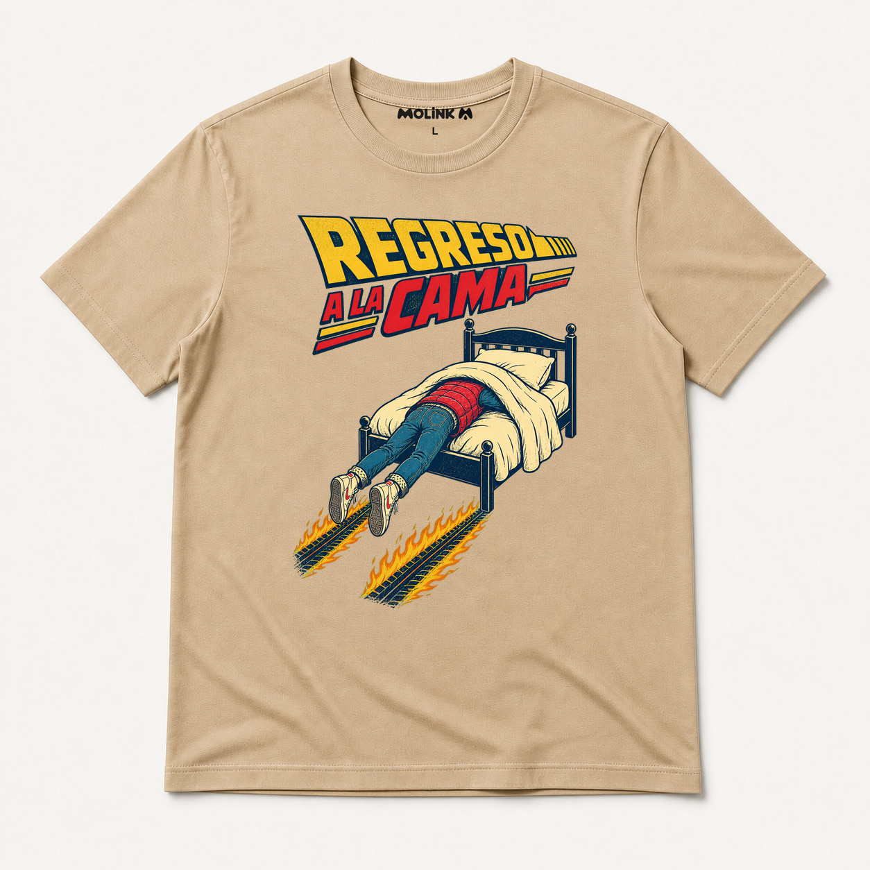 Camiseta Regreso a la Cama en color beige