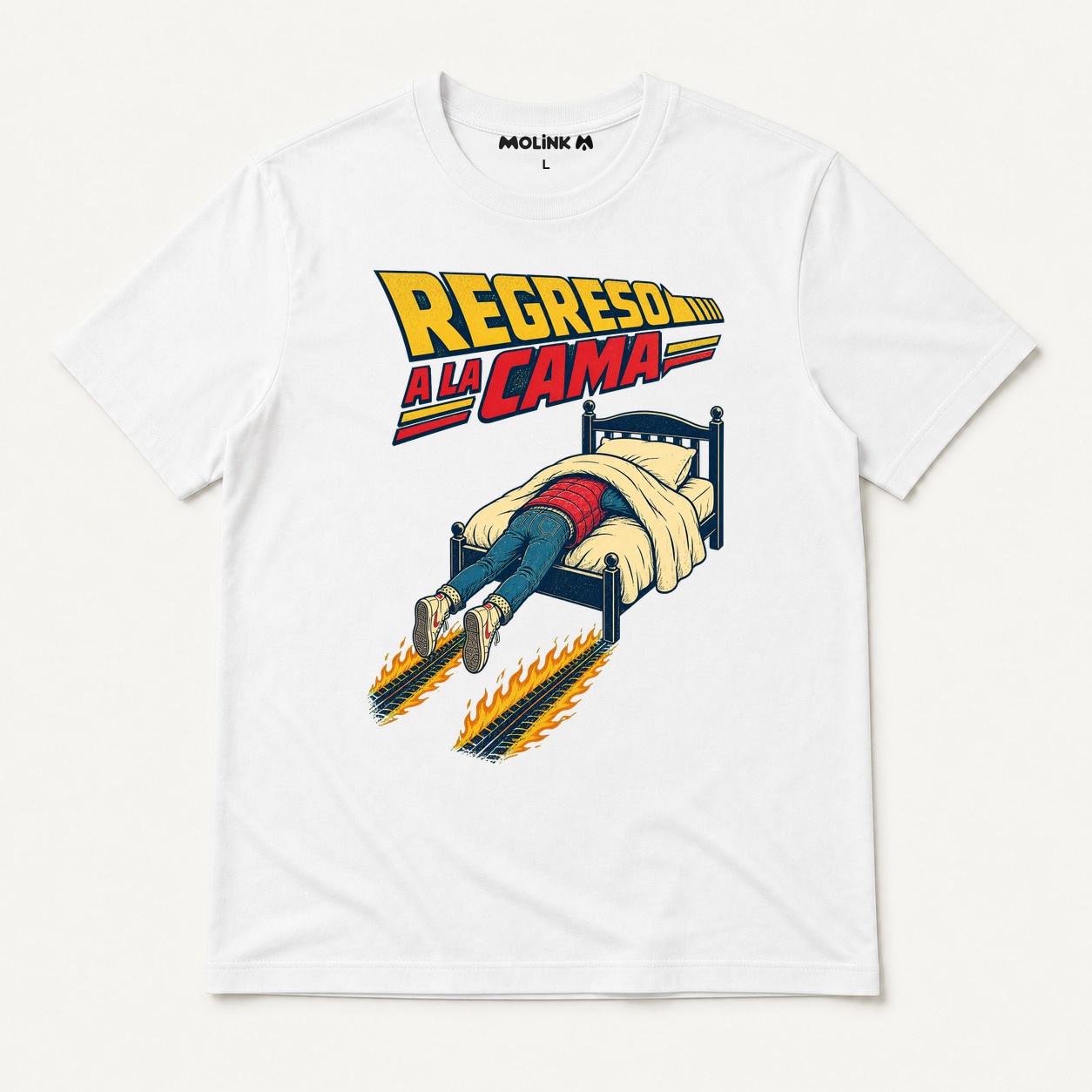 Camiseta Regreso a la Cama en color blanco