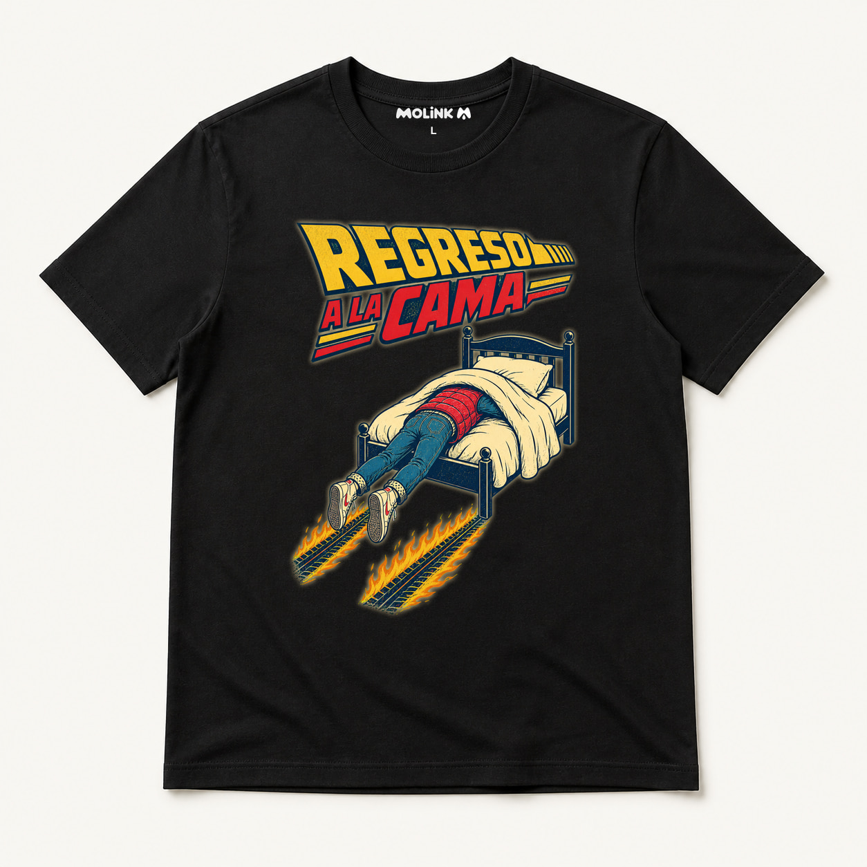 Camiseta Regreso a la Cama en color negro